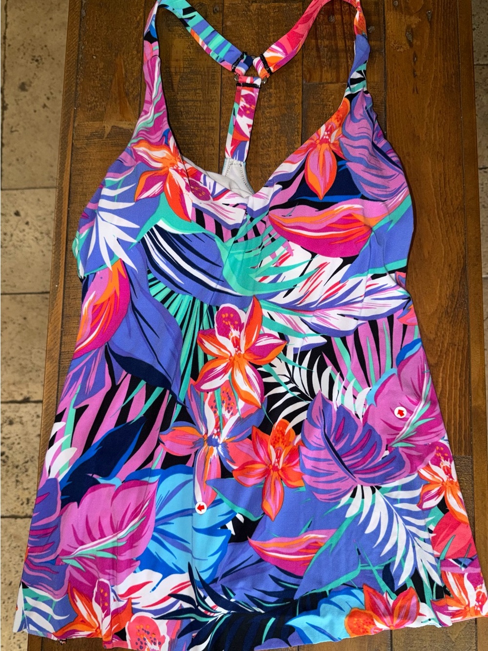 Tropical Floral Tankini Top - Multicolor